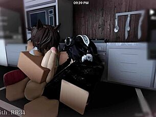 cheerleader slut bent over cafe counter for late-night creampie pounding