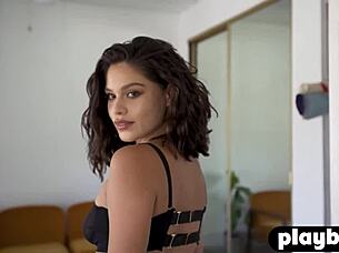 Natural Tits Latina Milf Model Strips Lingerie Revealing Juicy Pussy