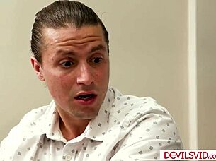 busty latina teen assistant's hairy pussy licked before office anal ride