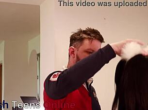 oi, collared british teen fucked senseless in kitchen