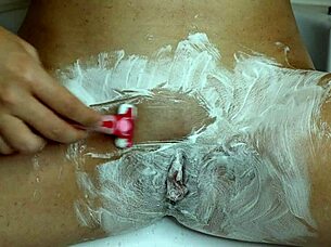 shaving my super hairy pussy closeup feels so intimate and wet