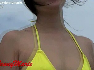 i cant believe jenny maries new yellow bikini fits me so sexy outdoors