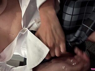 sexy teen slut satine summers in satin uniform action