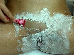 shaving my super hairy pussy closeup feels so intimate and wet