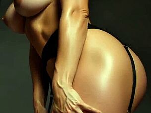 woman models sexy stocking garter belt and bra in fetish display