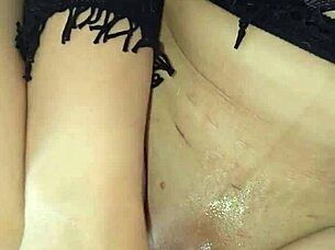 latina milf massages big tits while riding dildo craving creampie milk