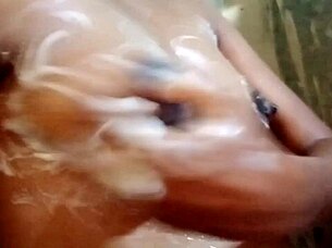 newlywed beauty bathes sensually showing off curves