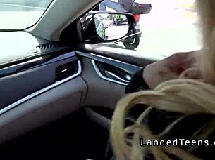 Blonde Teen Sucks Fucks Car Stranger