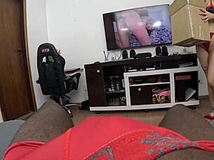 ninfetinha preps christmas with big black cock in pussy and ass