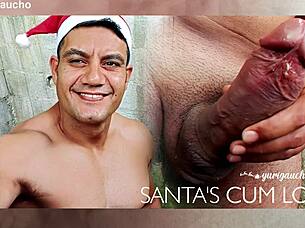 YURI GAÚCHO'S HUGE COCK SANTA PARODY BLASTS BRAZILIAN CUMLOAD