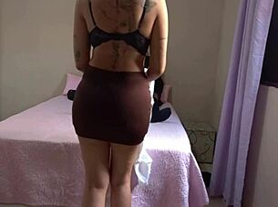 wanna knock me up hubby? striptease leads to creampie ride!