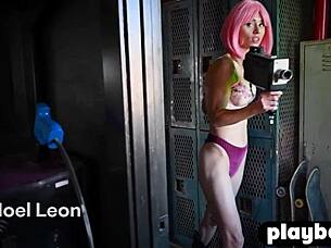 amazing petite milf noel leon strips naked in tease!
