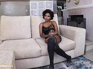 big tits ebony rides huge producer cock after fake casting!