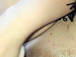 latina milf massages big tits while riding dildo craving creampie milk