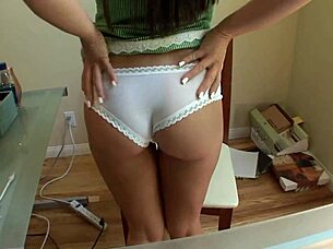 Paulina James boldly devours two massive cocks in intense double blowjob