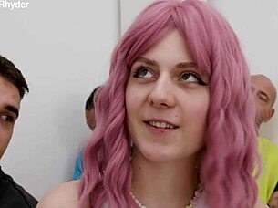 ever seen a school slut take 8on1 fisting, dap, gapes and swallow cum?