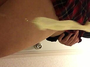 shemale shits in dirty toilet underwear mess!