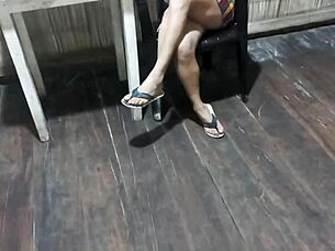 sexy stepmom dresses as worker flashing huge ass and wet pussy on ranch