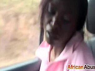 Sassy ebony babe gives oral during wild car ride