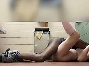 Blonde babe gags on bbc deepthroat then creampied missionary bathroom floor