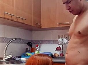 madrastra's juicy pussy creampied in kitchen doggystyle