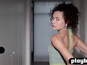 hot romanian babe strips playboy-style showing juicy bubble butt and natural tits uh wait petite model rips clothes