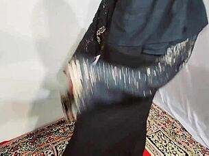 arabic hijab slut shakes big tits and ass erotically to music at home