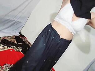 arabic hijab slut shakes big tits and ass erotically to music at home