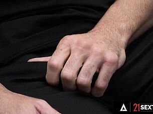 gorgeous petite alyssa bounty milks cock with wet pussy for footjob cumshot!