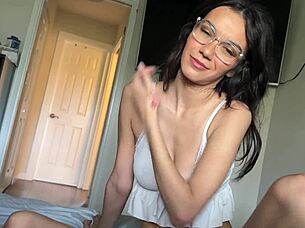 petite teen proves her skills riding cock in taboo household fantasy creampie