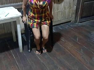 sexy stepmom dresses as worker flashing huge ass and wet pussy on ranch