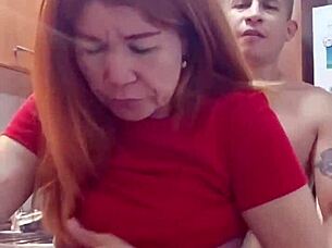 madrastra's juicy pussy creampied in kitchen doggystyle