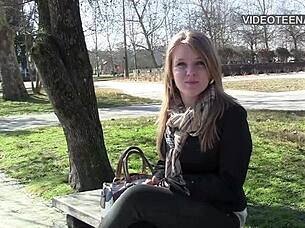 Watch 19-Year-Old Blonde Jess's First Time Porn Casting Interview with Dildo Masturbation!