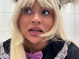 gassy bbw latina farts loud in public cosplay con toilet