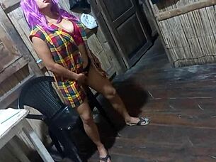 sexy stepmom dresses as worker flashing huge ass and wet pussy on ranch