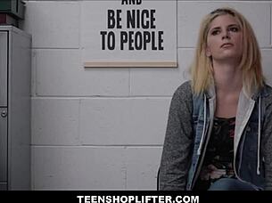 hey blonde madison haze flirts guard after shoplift undies