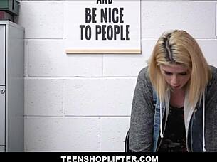 hey blonde madison haze flirts guard after shoplift undies