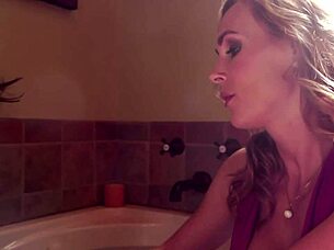 Stranded Brunette Model Craves Big-Titted Lesbian Milf's Scissoring Help