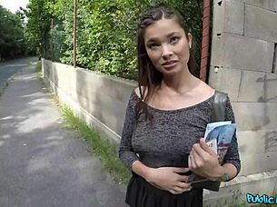 Shy Japanese Tourist Exposes Natural Boobs in Public