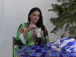 curvaceous angelina castro gags teasingly on throbbing cock beauty