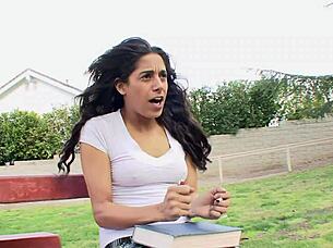 Skinny Young Latina Whore Licks Horny Pussy Before Monster Cock Ride