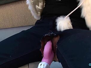 pretty street girl masturbates big clit with toys