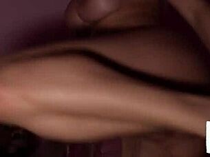 Hey, horny housewife Andi Avalon rides massive BBC in dark room