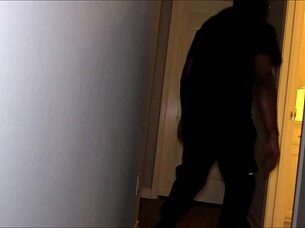 Burglar caught breaking in gets seduced by curvy ebony lady!