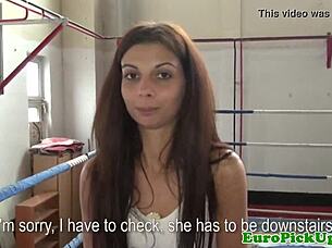 Gym pickup euro babe masturbates to hot cumshot