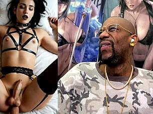 transgender latina teen jerks huge girl cock cumming hard on body