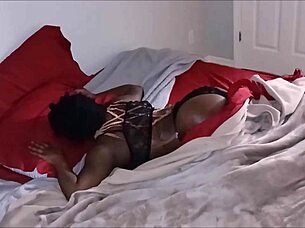 Burglar caught breaking in gets seduced by curvy ebony lady!