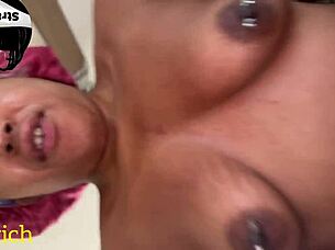 ebony teen rides big black cock cowgirl to anal creampie cumshot