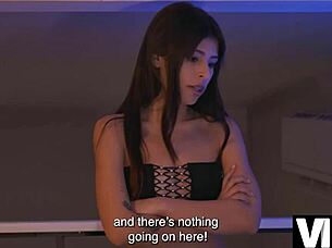 Vip4k. Young girlfriend seduced fucked shaved pussy sofa