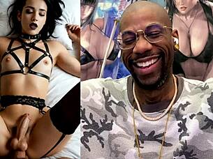 transgender latina teen jerks huge girl cock cumming hard on body